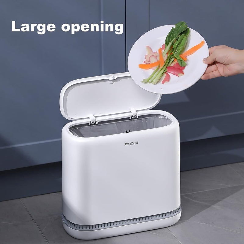 Joybos Bathroom Trash Cans,Adsorption Garbage Can with Press Type Lid,10L Dogproof Slim Plastic Narrow Trash Bin,3 Gallon Garbage Bin for Home,Office and Narrow Place - Image 5